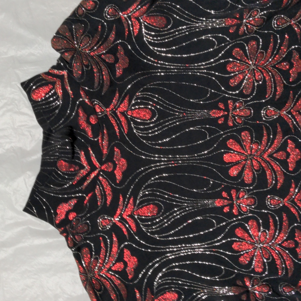 1849 Authentic Ranchwear Vtg Glitter Floral Whimsygoth Long Sleeve Western Shirt - Picture 3 of 8